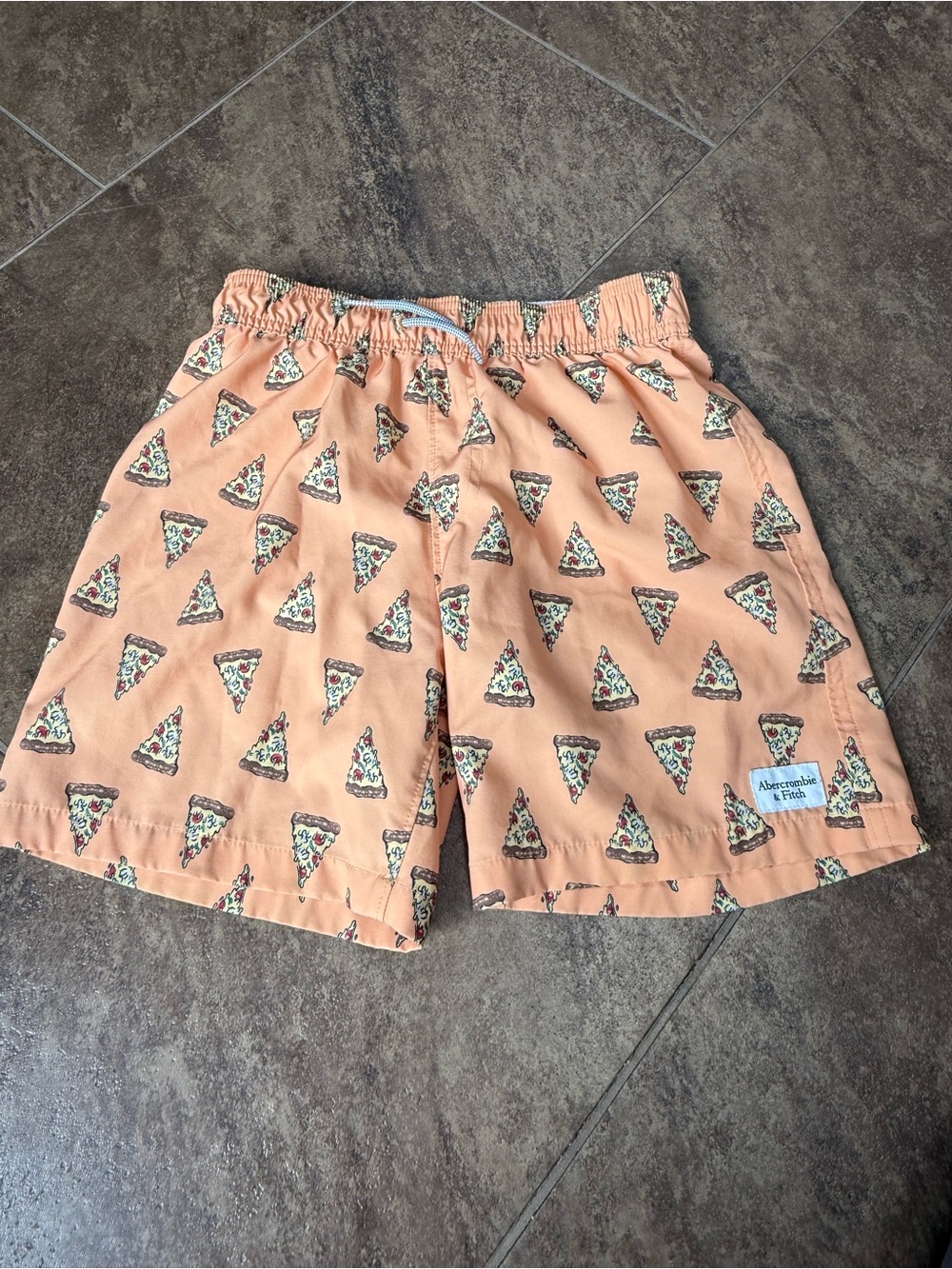 abercrombie kids Peach Pizza-Print swim trunks size 9/10
